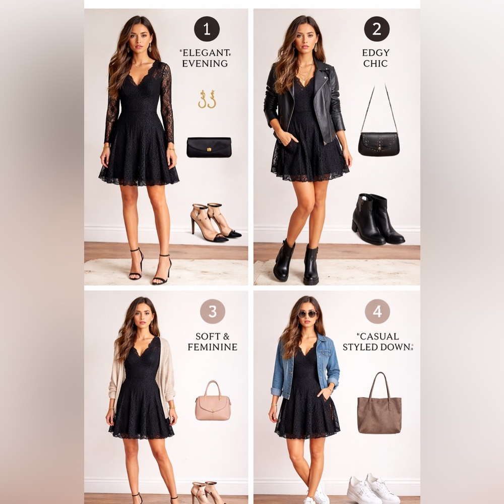 NWOT Nanette Lepore Lace Black A-Line Long Sleeve Dress